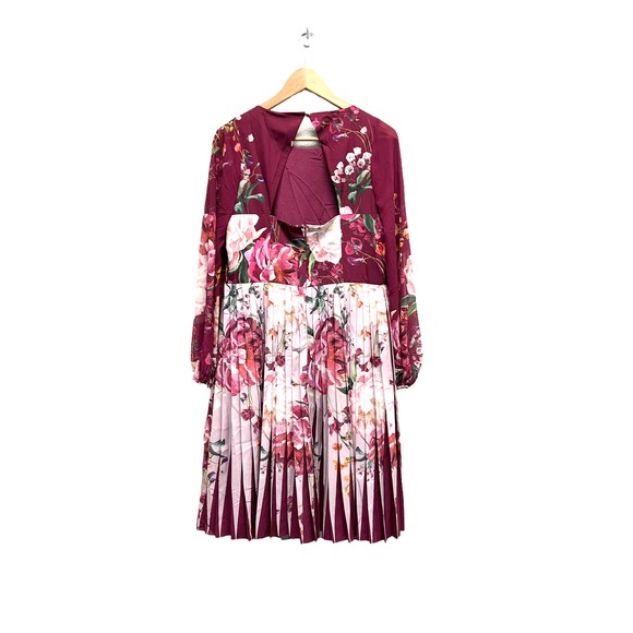 Ted Baker Serenity Contrast Pleated Floral Print Dress - Picture 2 of 10
